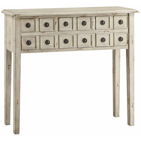 Newcastle 6 Drawer Antique White Console